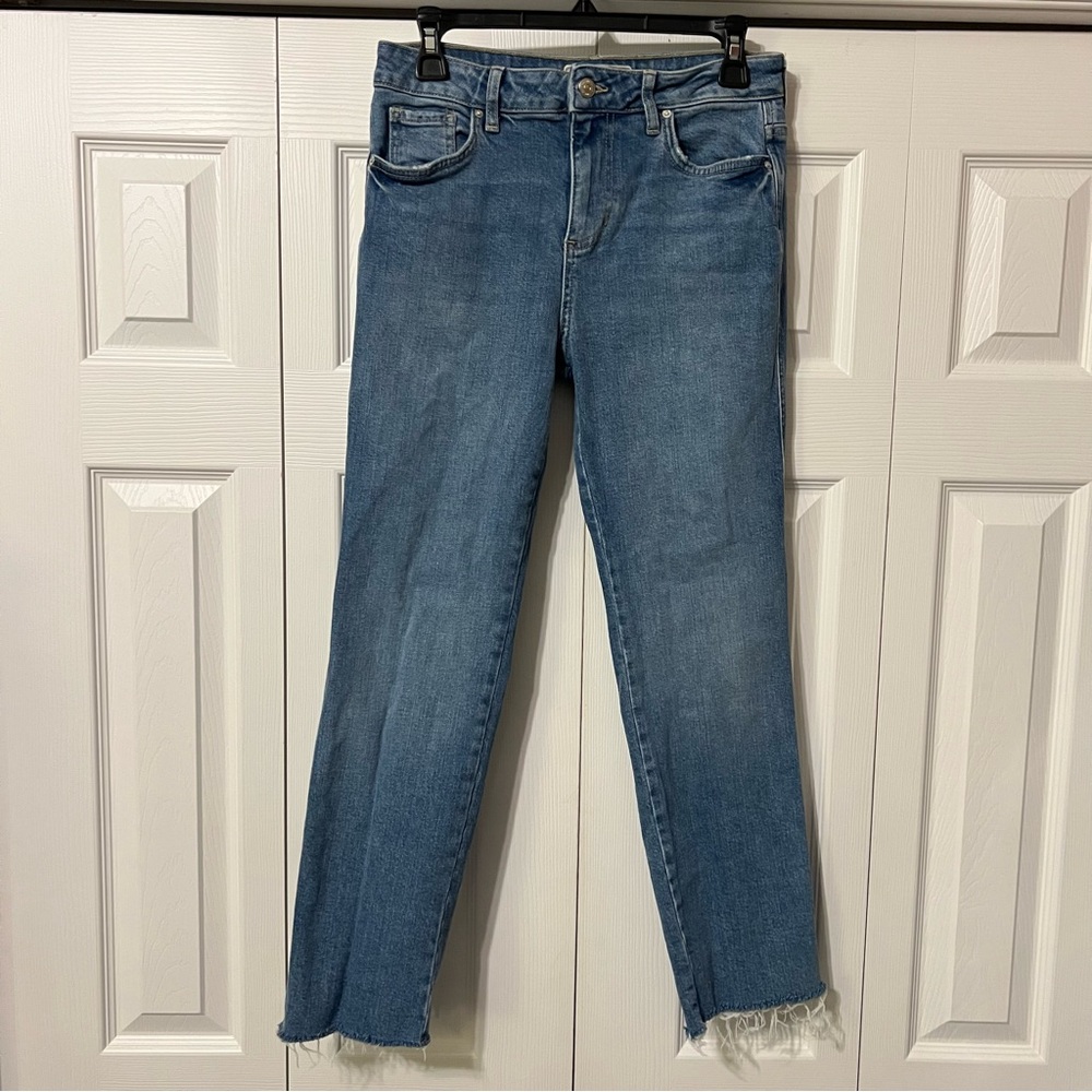 Free People Straight Slim Raw Hem Jeans Stretch Size 26